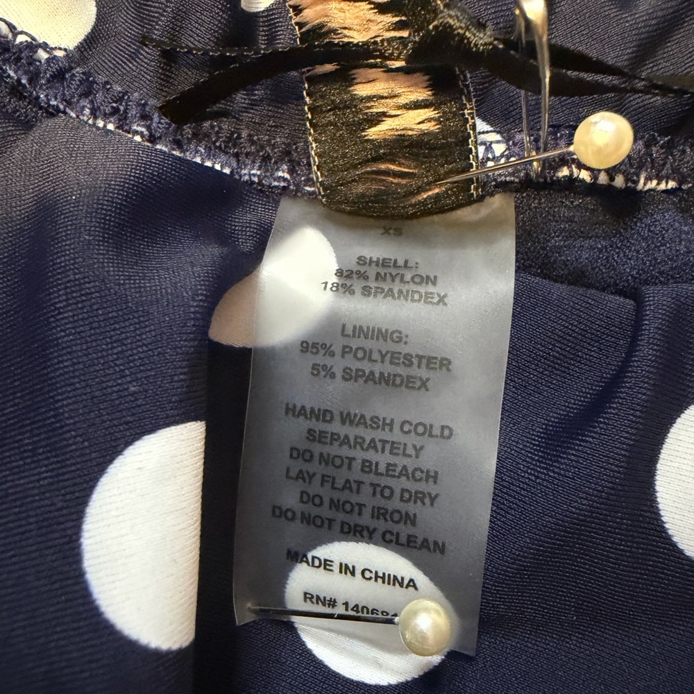 Unique Vintage Ramona Ruffled Swim Bikini Top Polka Dot Navy - Picture 5 of 5